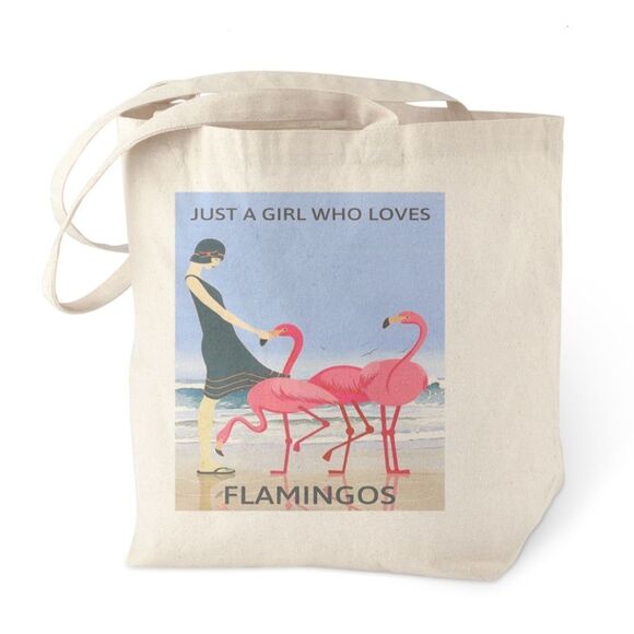 Just a Girl Who Loves Flamingos Canvas Tote - Picture 1 of 3